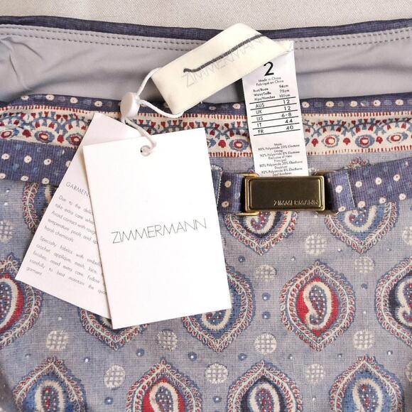 NWT$225 ZIMMERMANN Vitali High-Waist Halter Bikini Paisley Bottom Brief 2 (6-8) - Picture 13 of 16